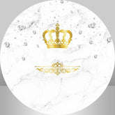 Lofaris Simple White With Gold Crwon Round Backdrop Kit
